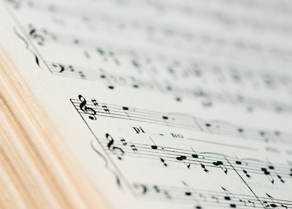 close up of an old musical score